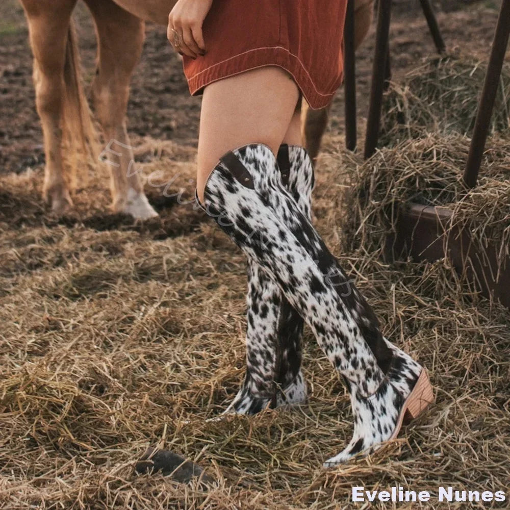 Leopard Cow Fur Boots