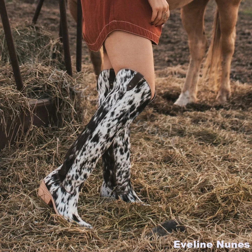 Leopard Cow Fur Boots