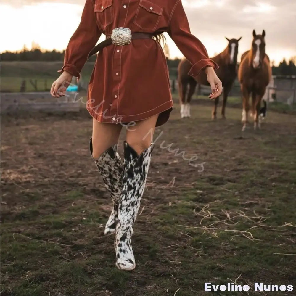 Leopard Cow Fur Boots