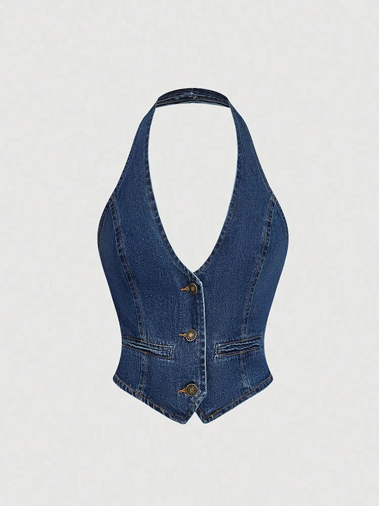Retro Denim Pants Set