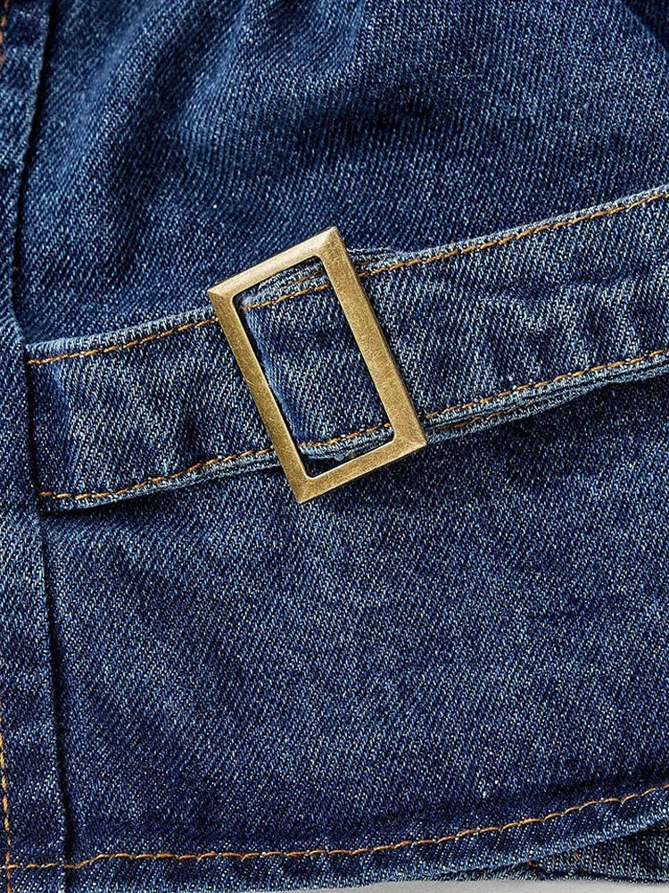 Retro Denim Pants Set